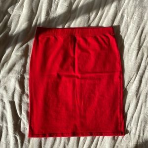 Stretchy red bodycon pencil skirt